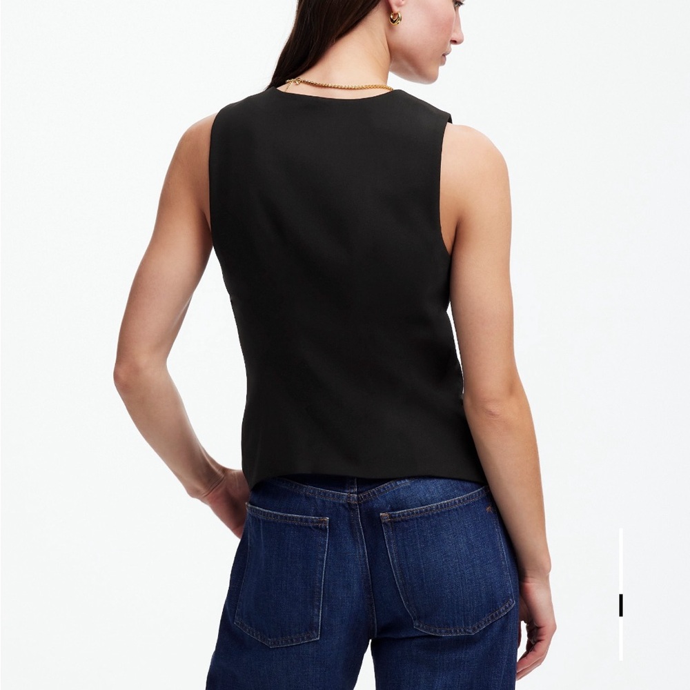Madewell Black Wool Blend V-Neck Vest Size: 8 - Picture 3 of 7